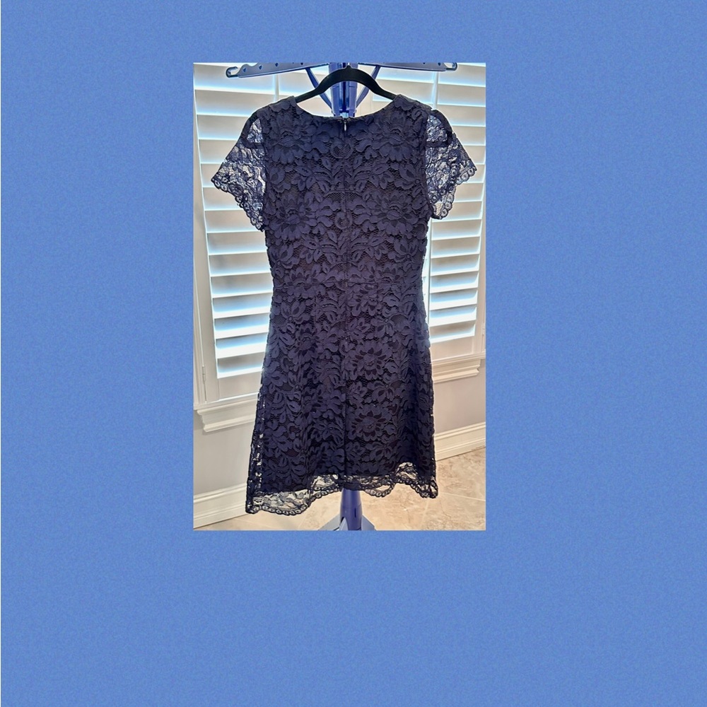 Elegant Navy Lace Dress great wedding guest dress!